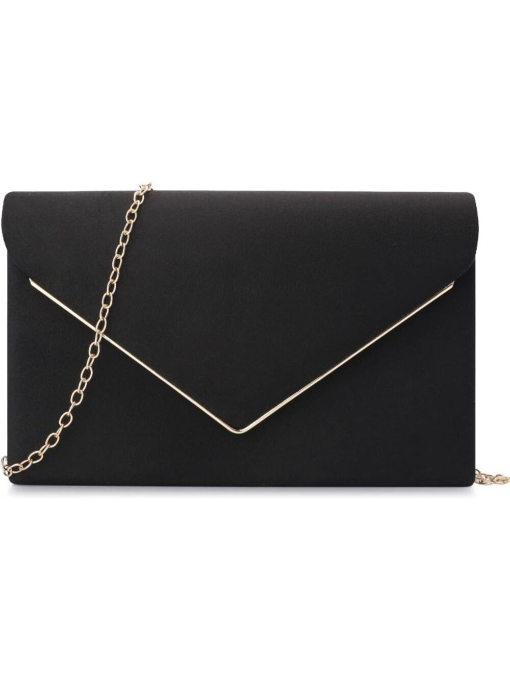 👜 Women's Black Wedding Party Cocktail Prom Faux Suede Crossbody Clutch Purse